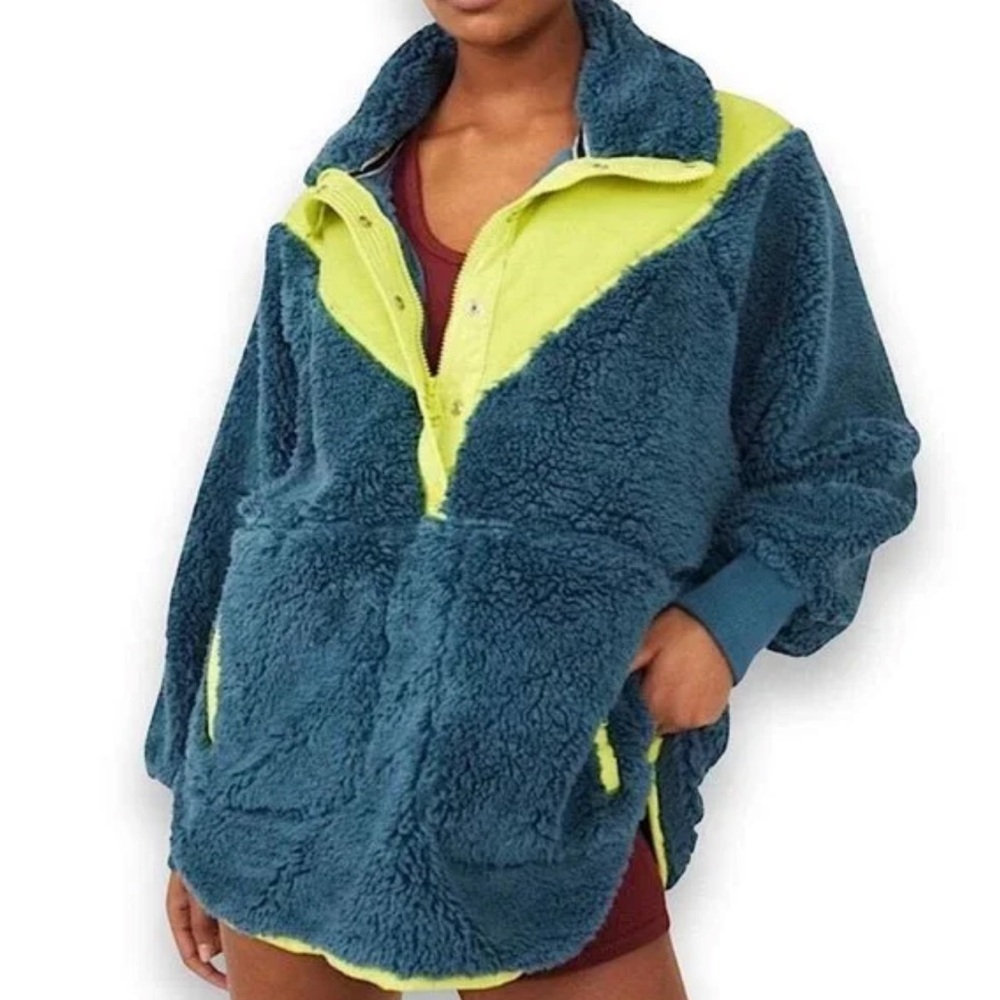 NWT FP MOVEMENT fall to rise thick Sherpa pullover in margarita combo size S-L